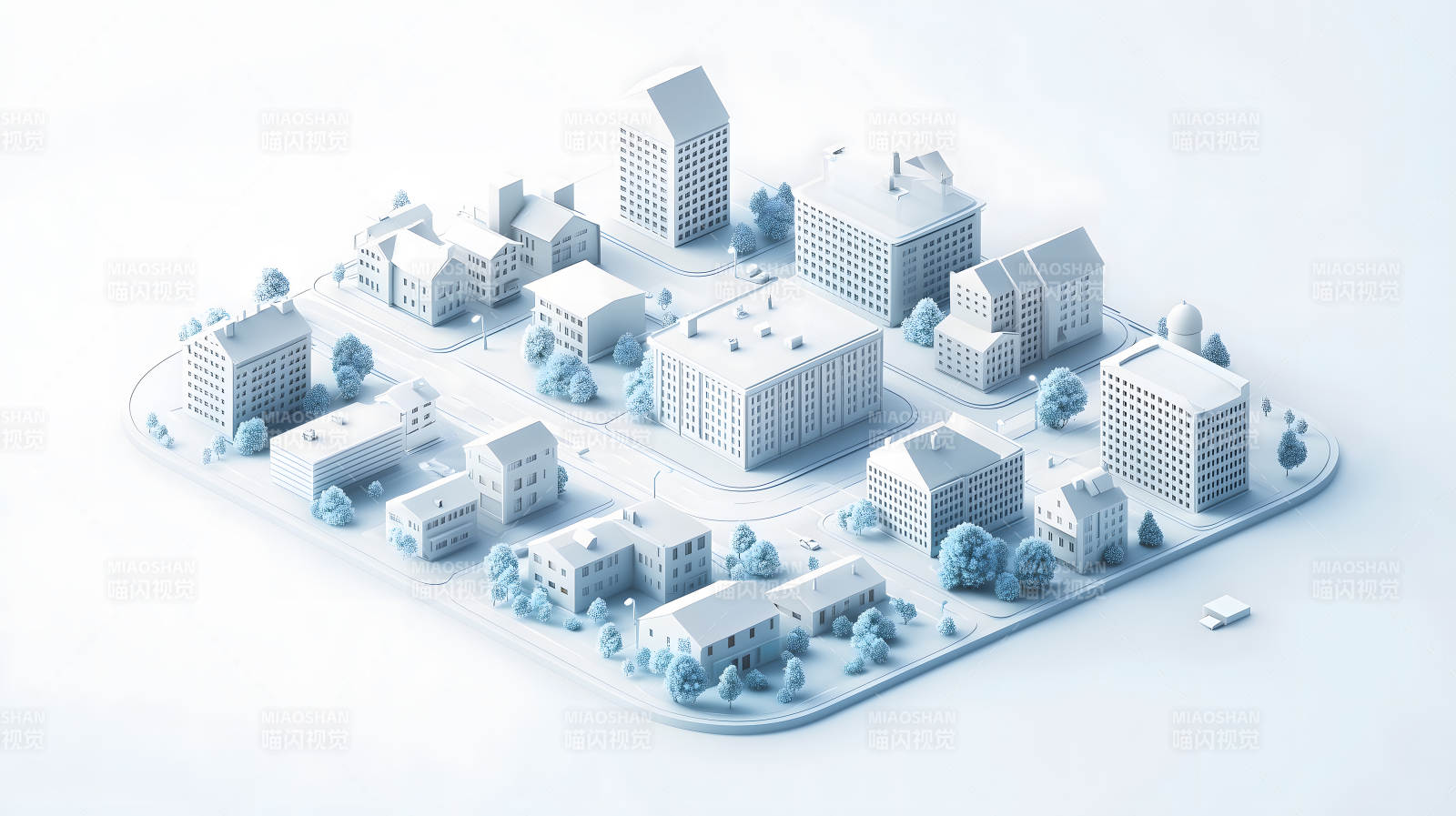 蓝白幻城建筑微景图片