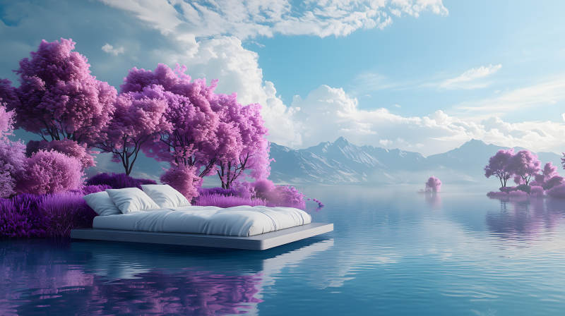 紫林湖面床铺图片