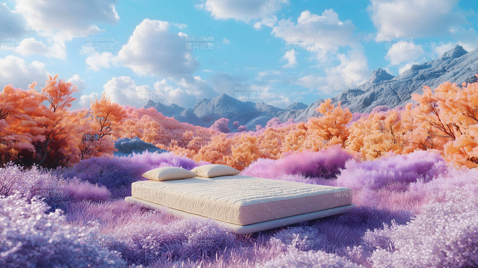 紫花田上床铺图片