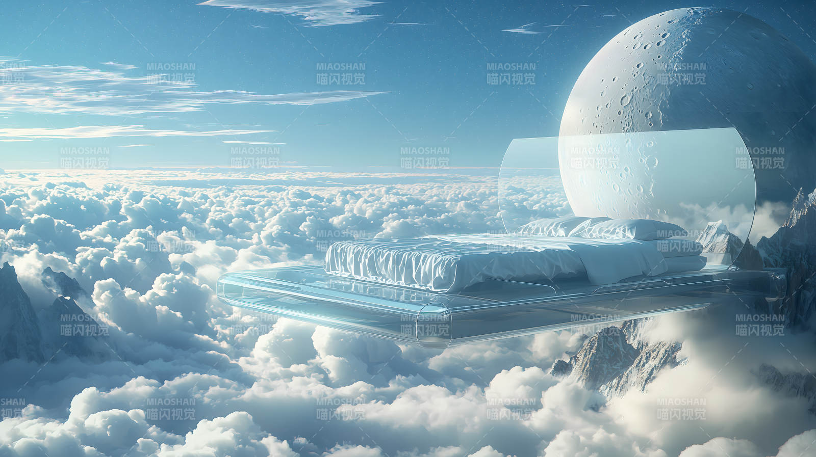 月夜观景睡榻图片