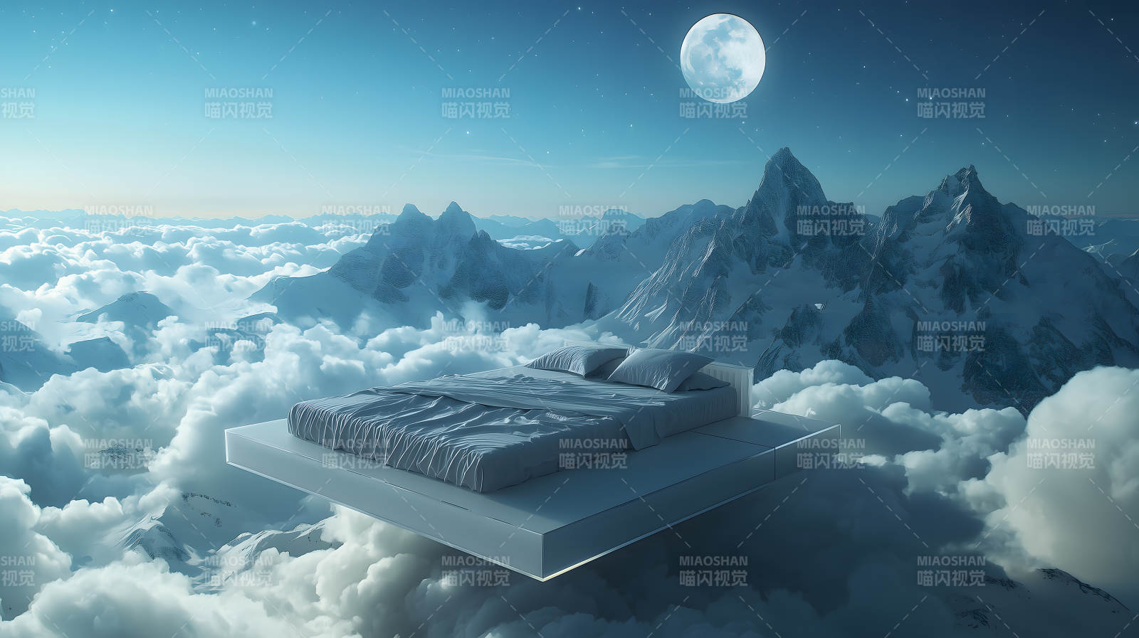雪山云海睡床图片