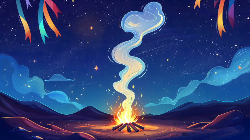 星空下篝火景图片