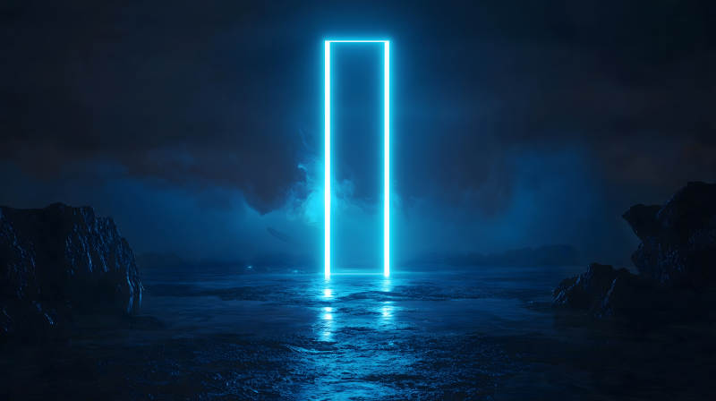 暗夜蓝光光柱图片