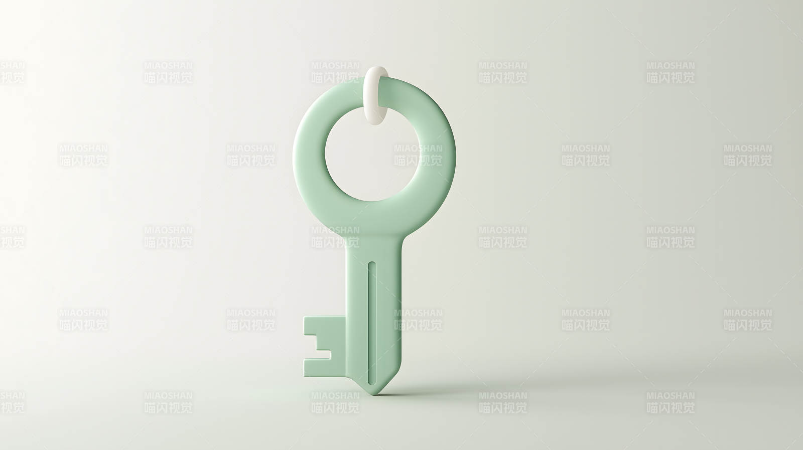 浅灰色背景上的浅绿色简约钥匙造型图片