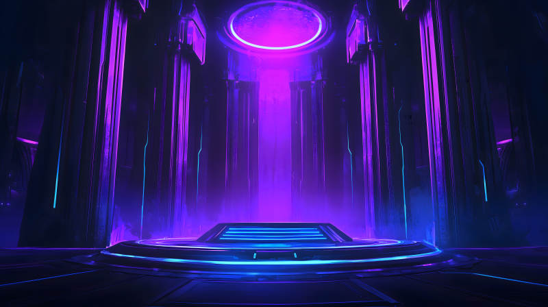 紫蓝光效下的科技感舞台展示场景图片