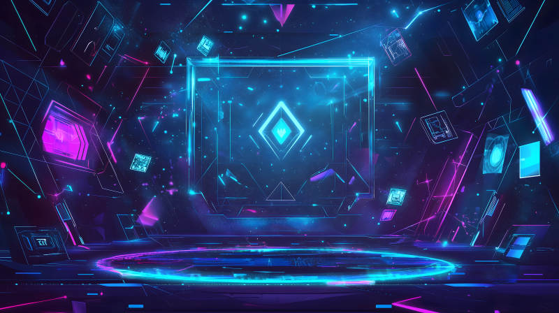 紫蓝光效下的科技感舞台展示场景图片