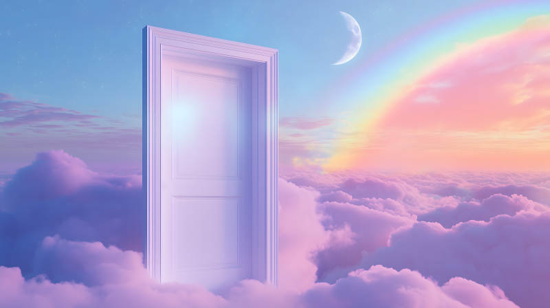 粉门云海月映仙境图片