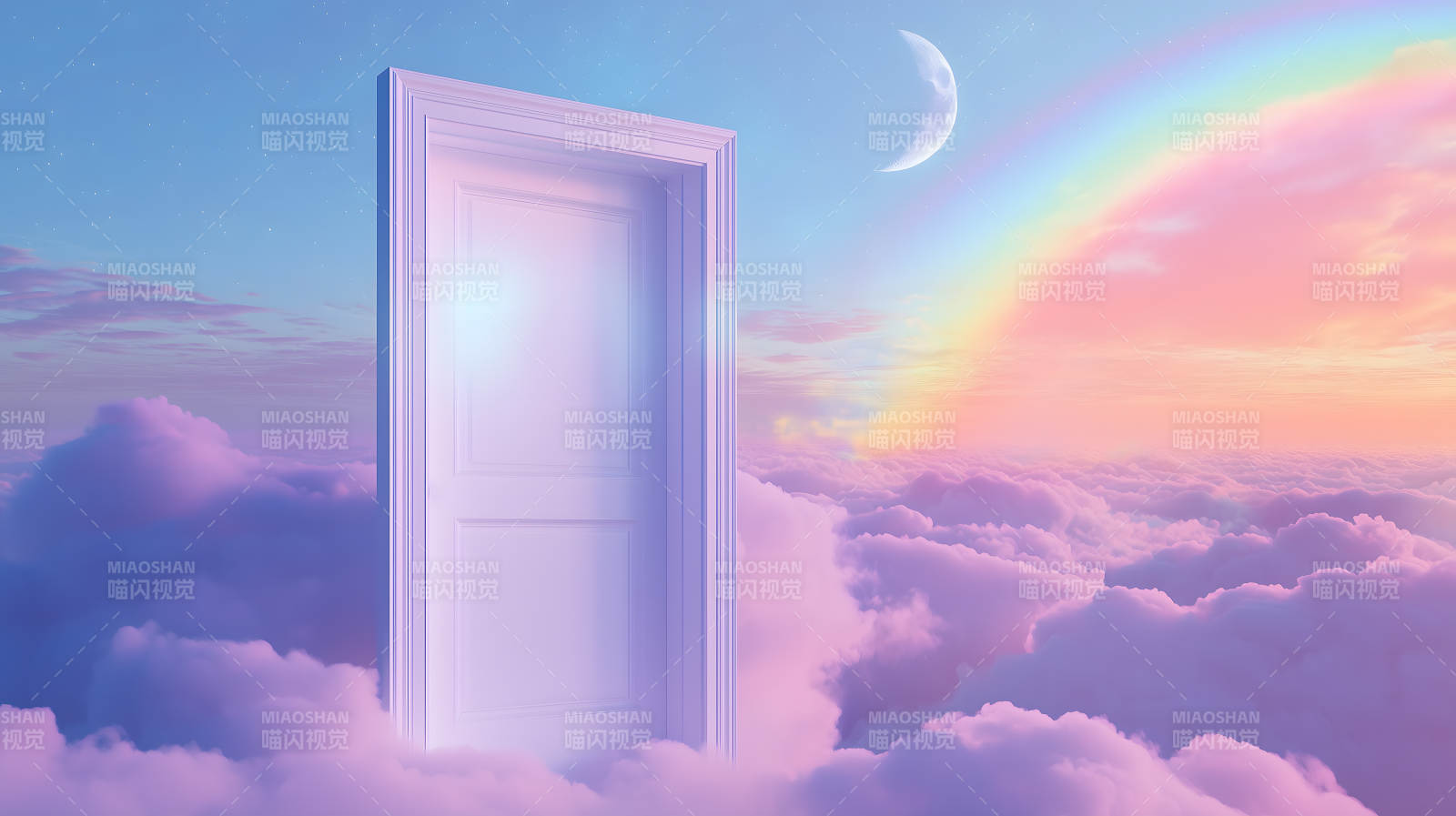 粉门云海月映仙境图片