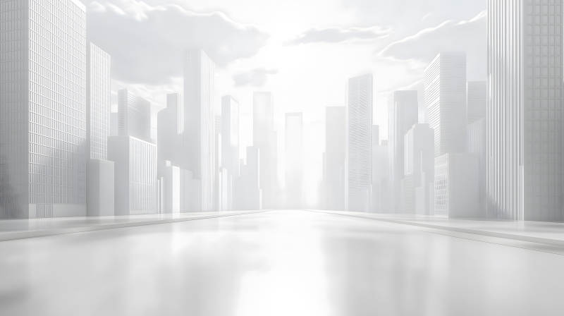 光影笼罩下的极简风格白色城市景观图片