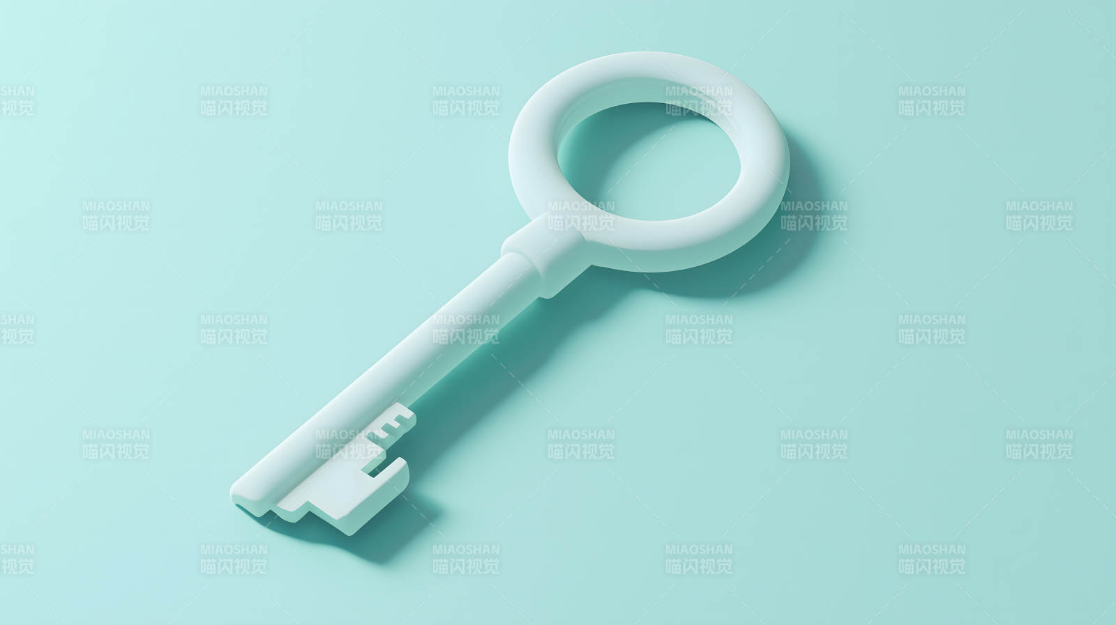 浅灰色背景上的浅绿色简约钥匙造型图片
