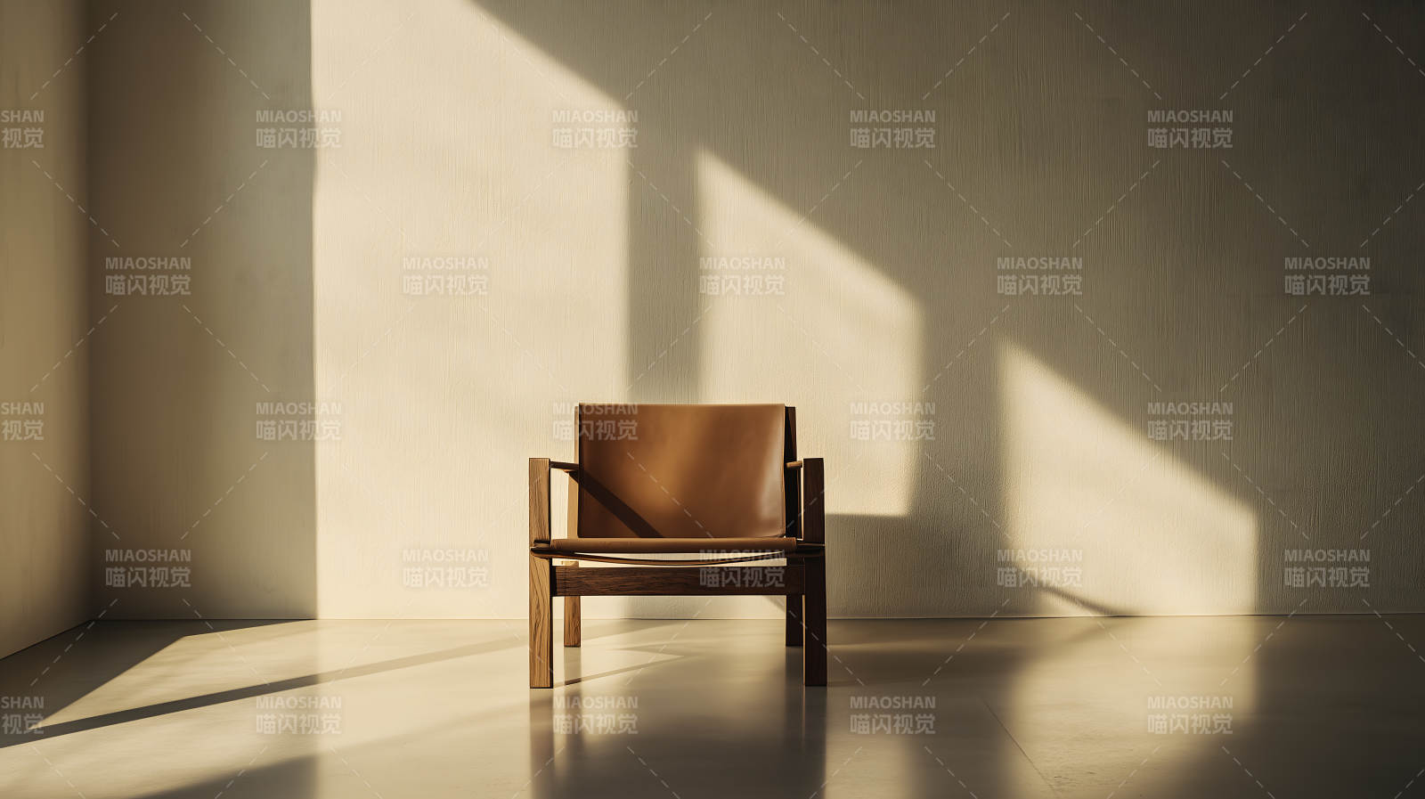 暖光下简约室内的木质单人座椅图片