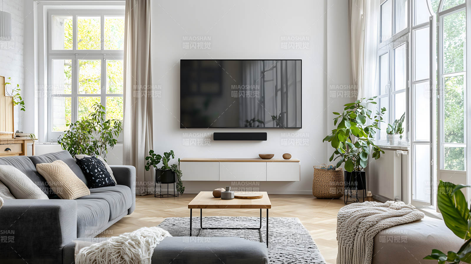 简约明亮现代风客厅空间图片