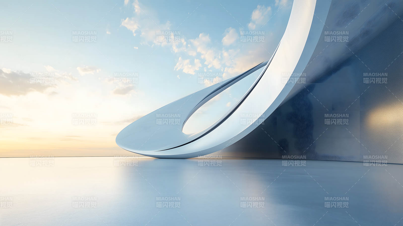 极简白色建筑旁的开阔海景平台图片