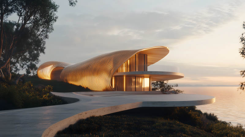 现代曲线建筑图片