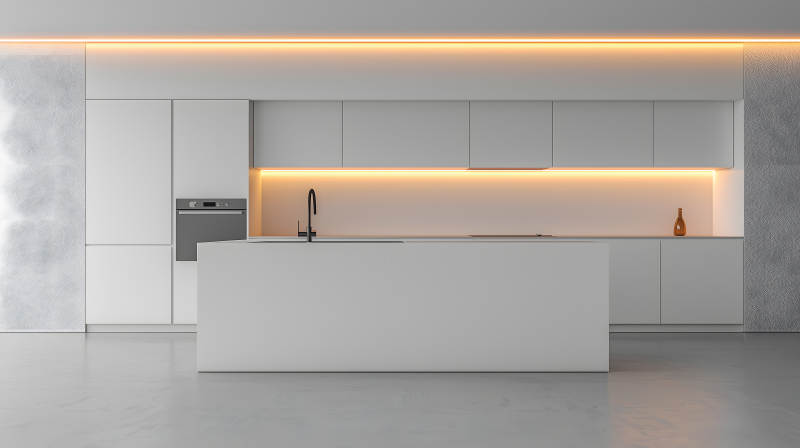 简约现代风格的明亮开放式厨房空间图片