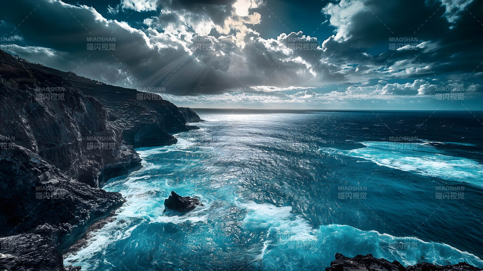 海崖光影海景图片