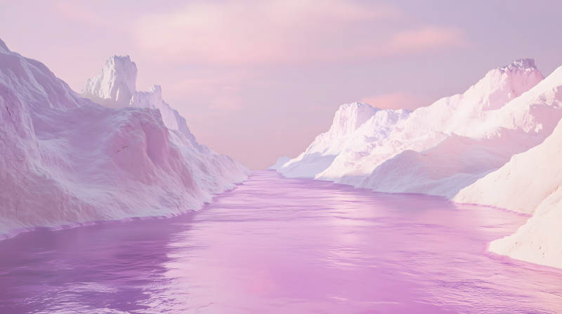 粉草地溪流景图片