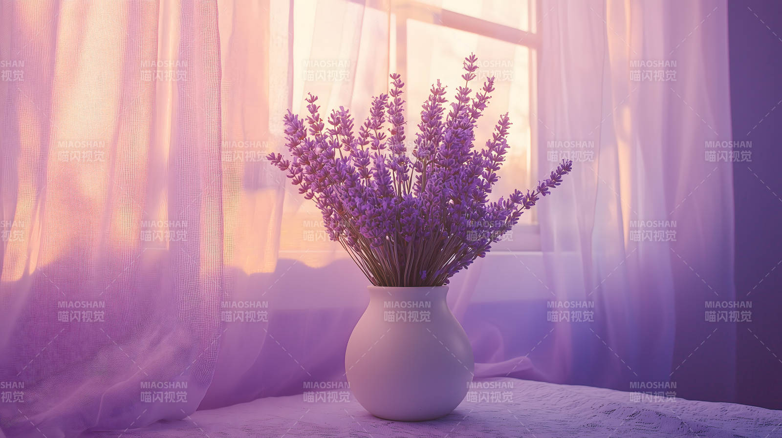 窗边薰衣草瓶图片
