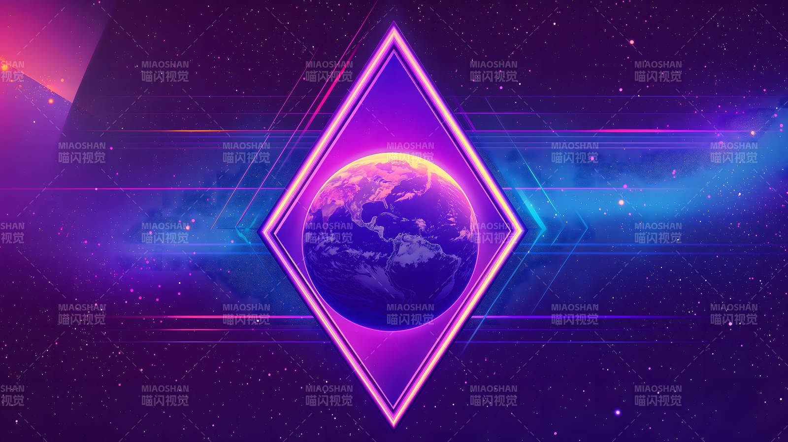 紫框地球映星空图片