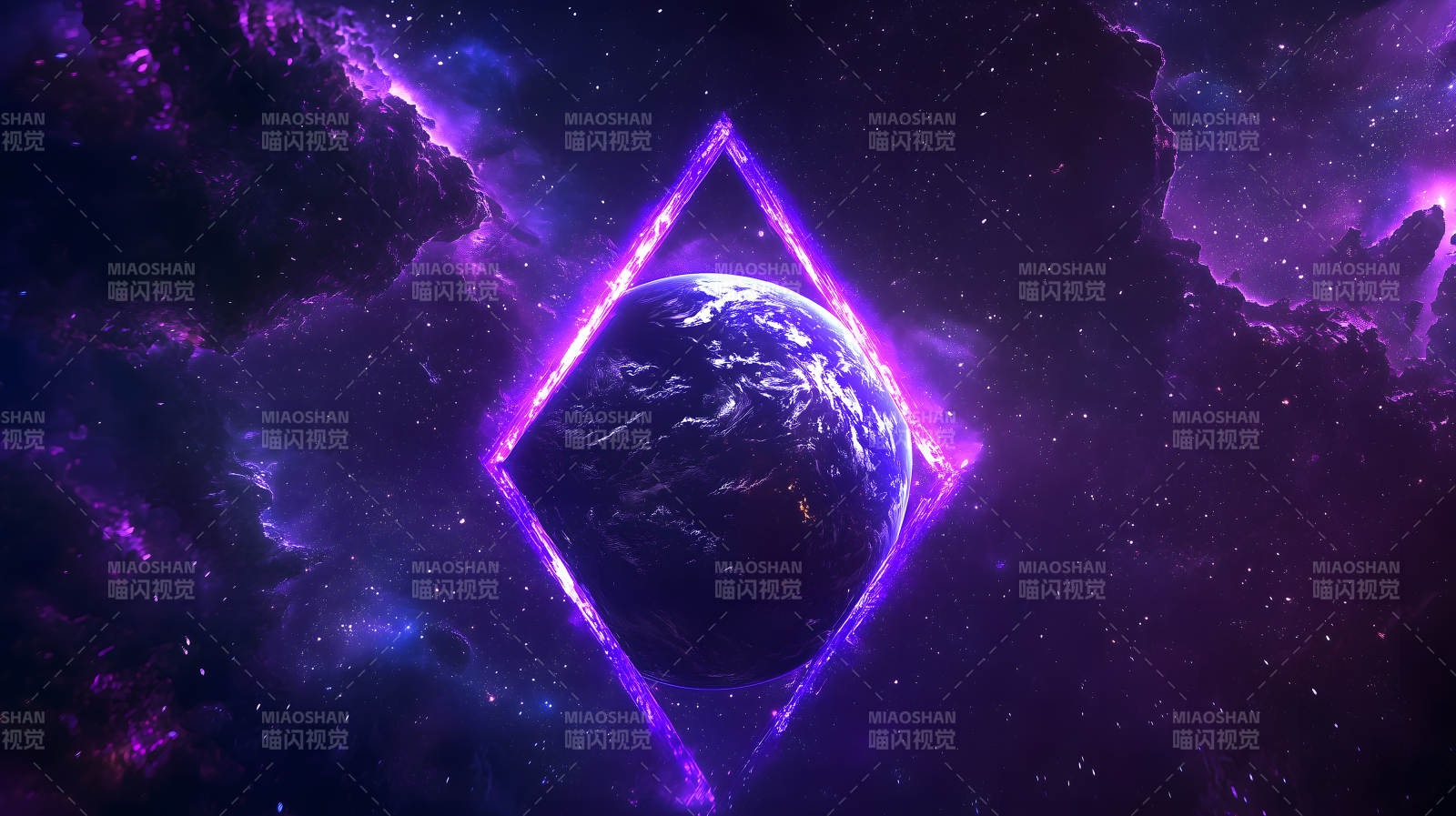 紫框地球映星空图片