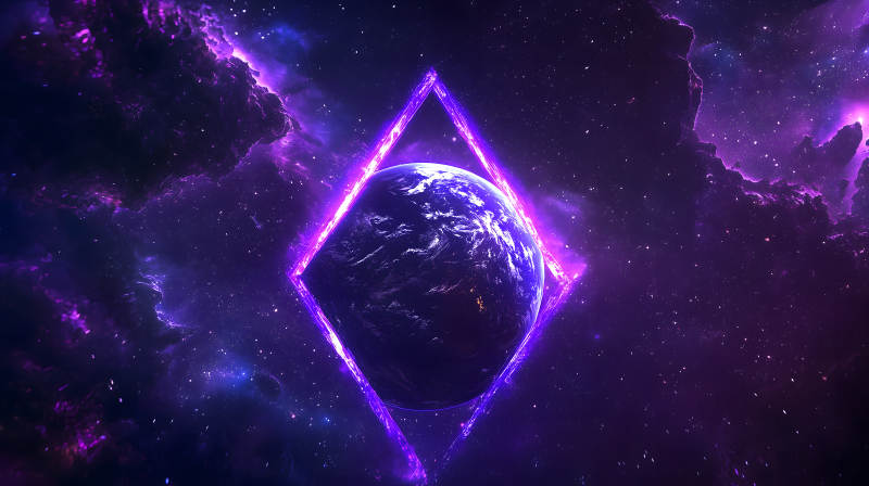 紫框地球映星空图片