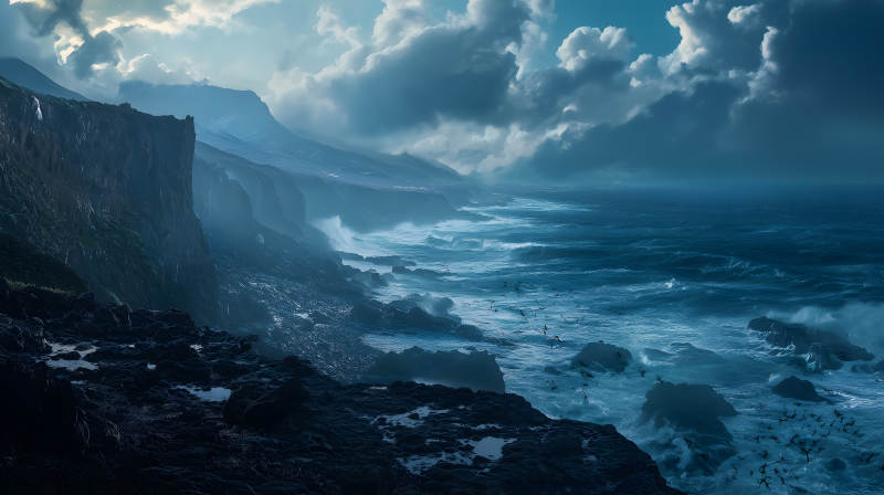 海崖光影海景图片