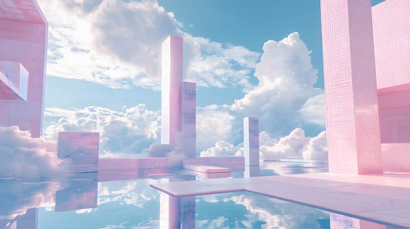 粉蓝幻景建筑图片