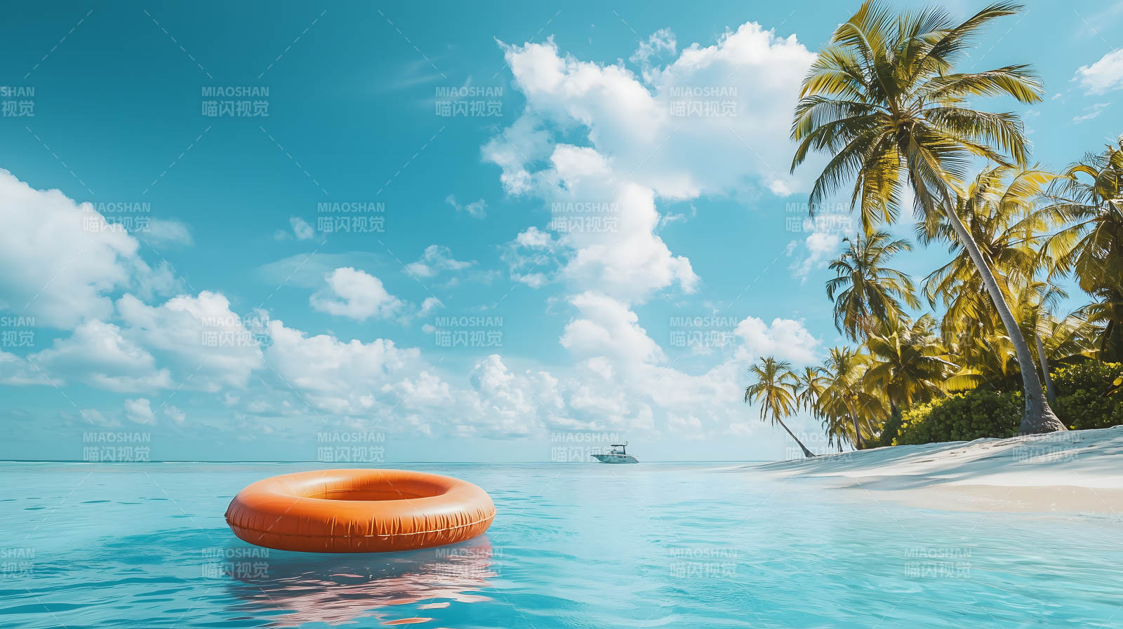 海岛旁的游泳圈图片