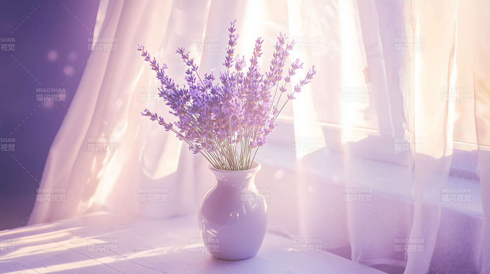 窗边薰衣草瓶图片