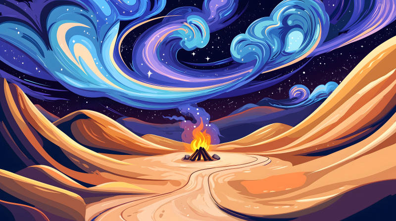 星空下篝火景图片