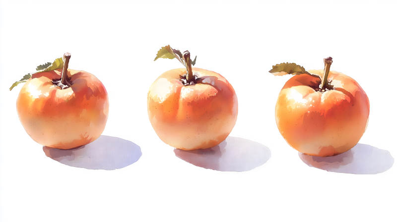带叶的橙色柿子于白色背景上图片