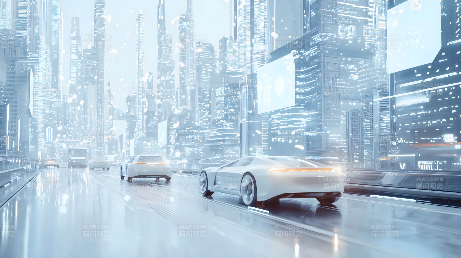 未来城市跑车飞驰图片