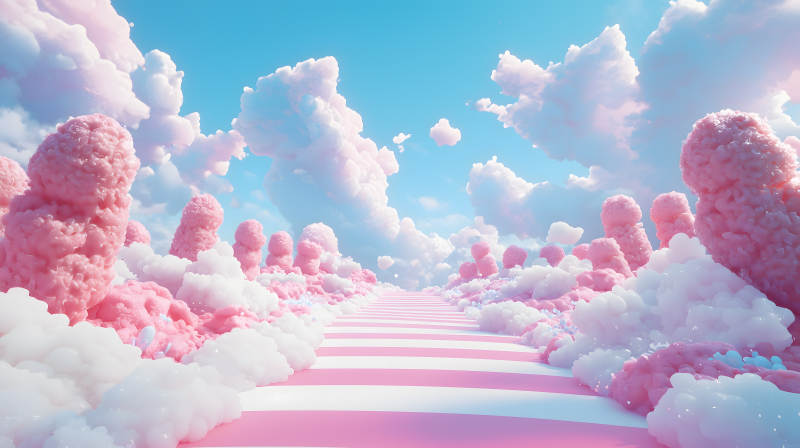 粉白配色的梦幻糖果主题童话场景图片