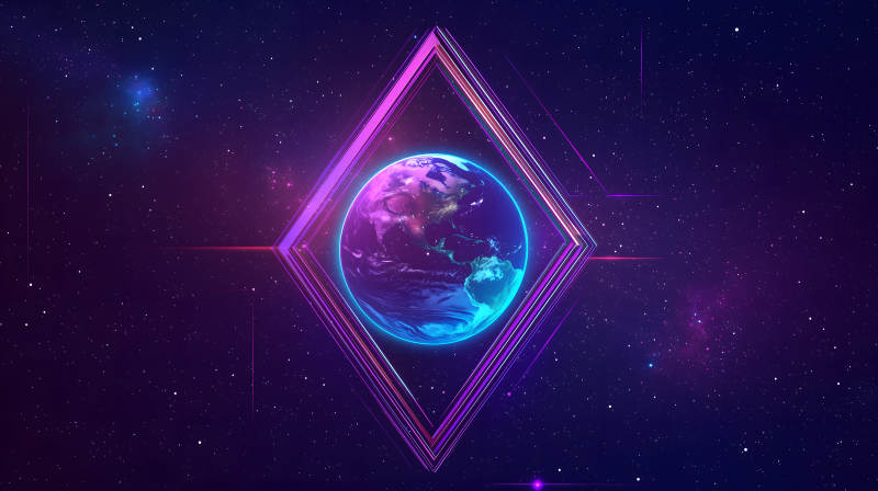 紫框地球映星空图片