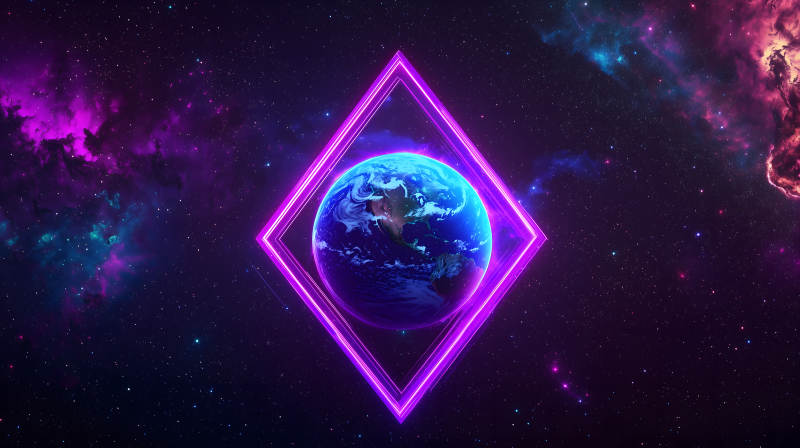 紫框地球映星空图片