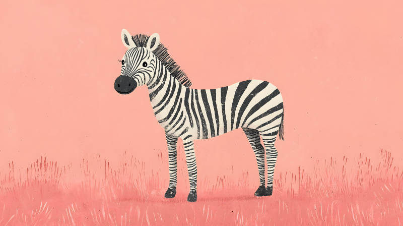 粉色背景斑马图片