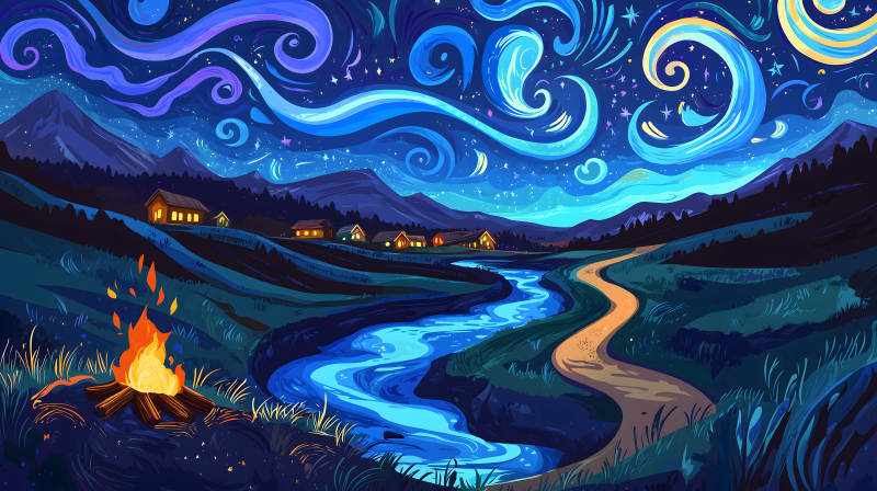 星空下篝火景图片