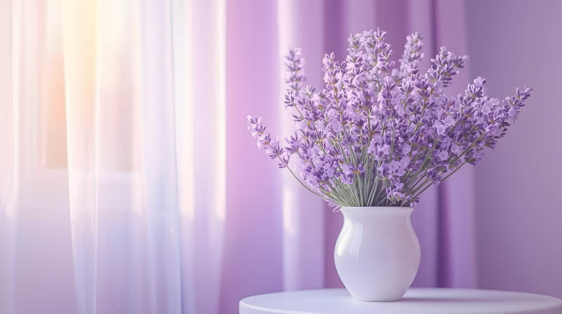 窗边薰衣草瓶图片