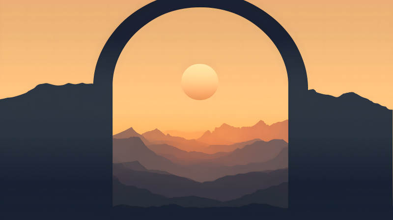 沙漠橙门人影凝视远方美景图片