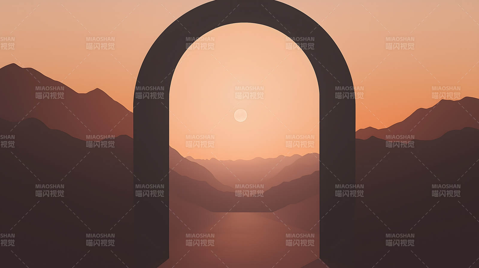 沙漠橙门人影凝视远方美景图片