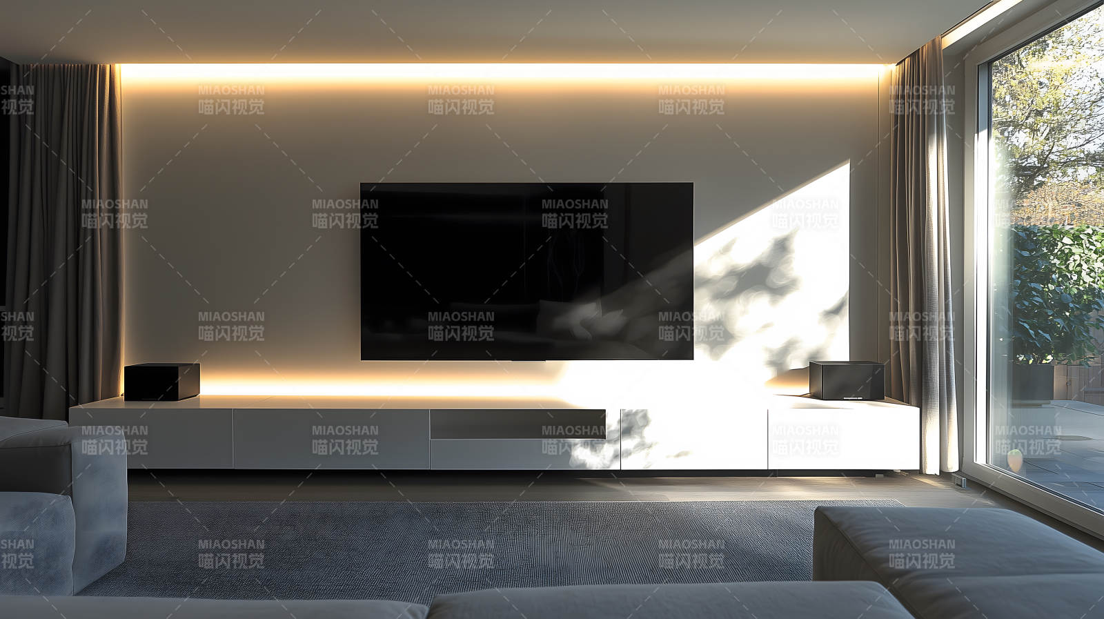 简约明亮现代风客厅空间图片