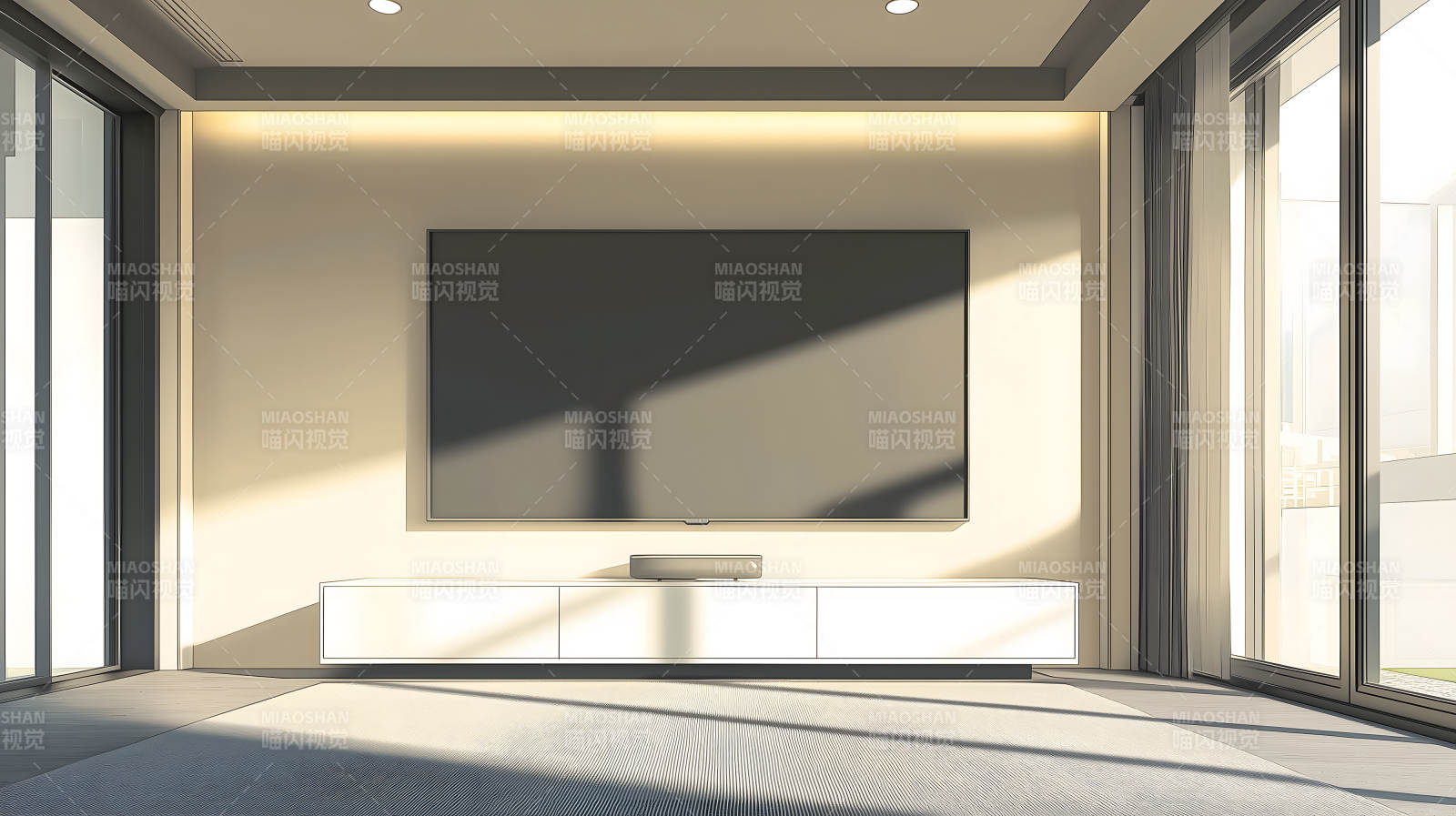 简约明亮现代风客厅空间图片