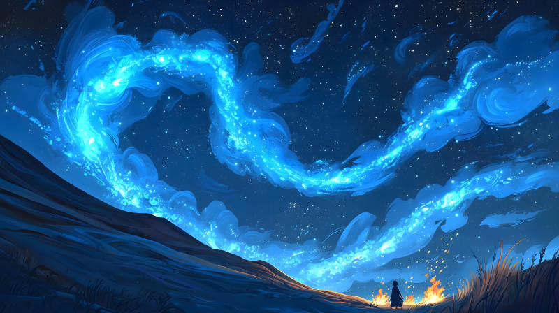 星空下篝火景图片