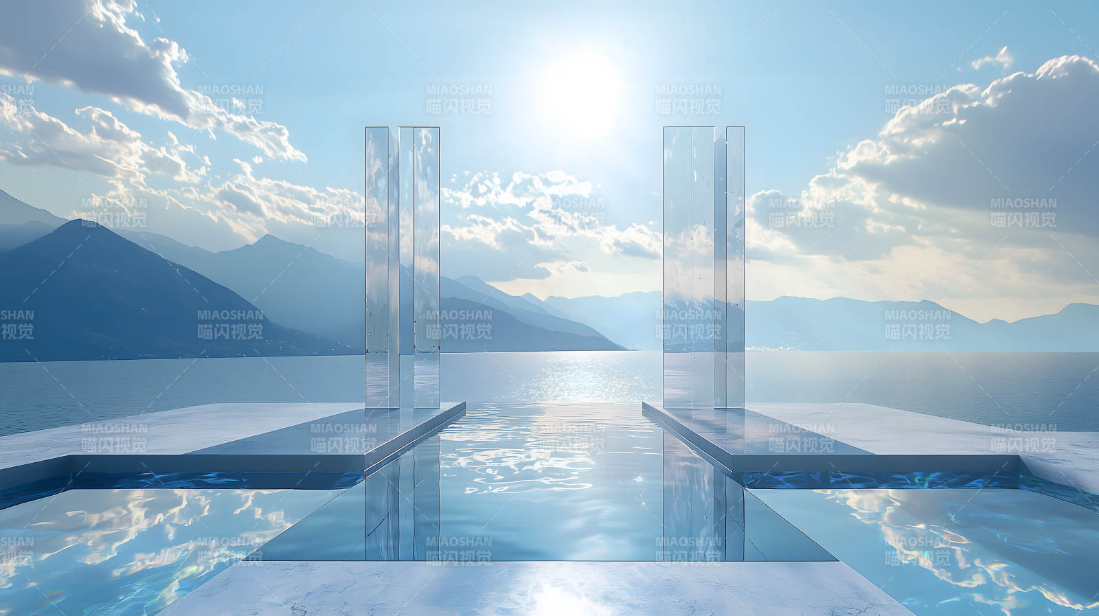 玻璃栈道水景图片