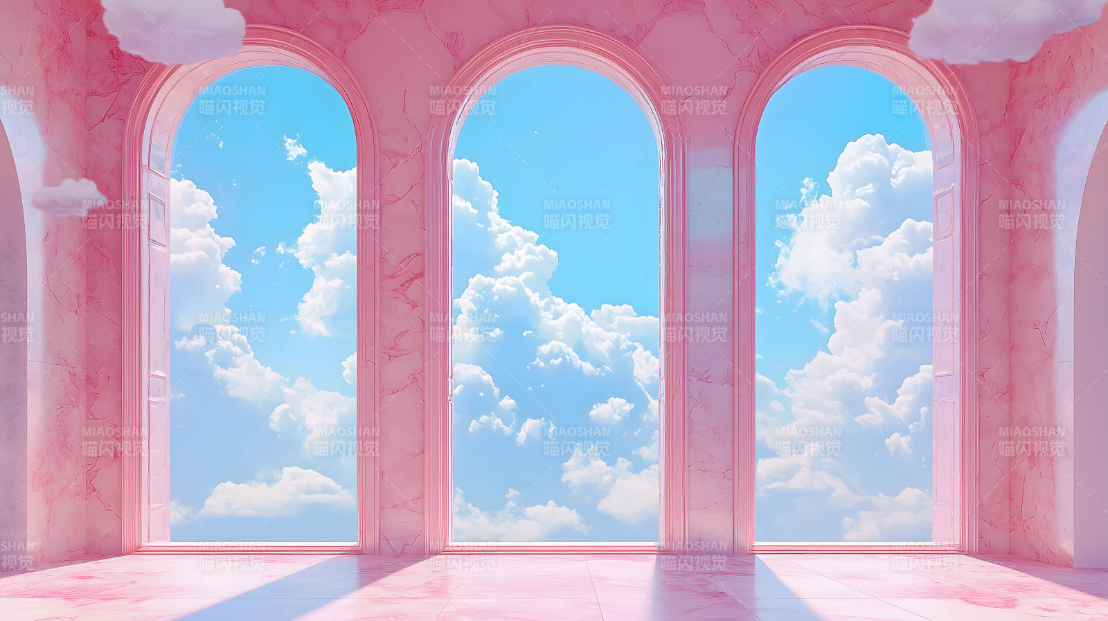 粉色拱窗空间图片