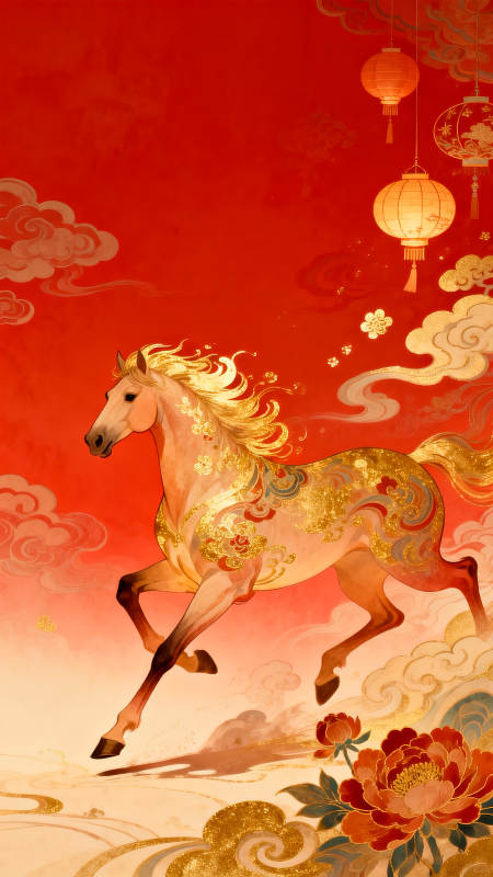 金马奔腾迎新春图片