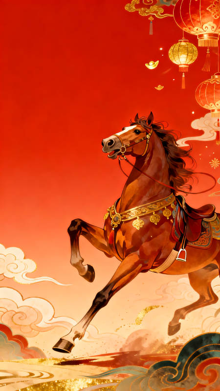 骏马奔腾迎新春图片