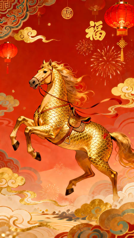 金马腾云迎新春图片