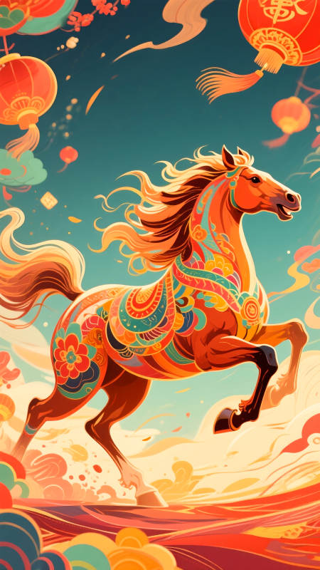 祥马奔腾迎新春图片