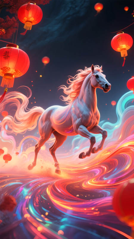 神马奔腾迎新春图片